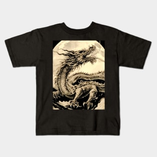 Chinese Dragon and Full Moon: Chinese New Year, Year of the Dragon on a Dark Background Kids T-Shirt